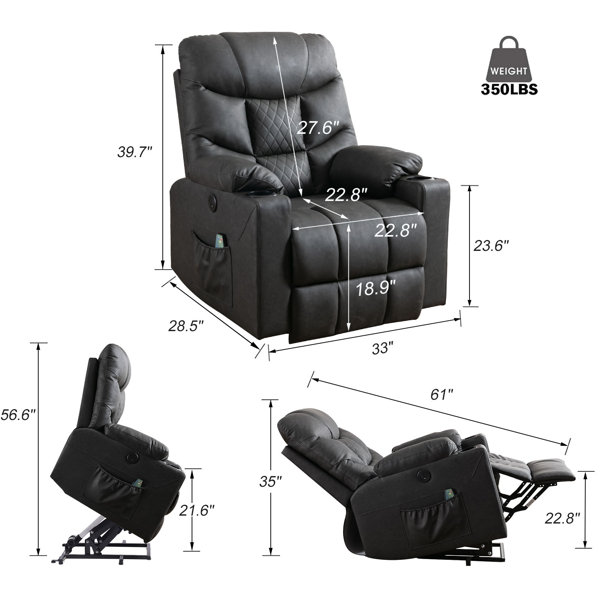 Lift assist standard power reclining full best sale body massage chair red barrel studio upholstery